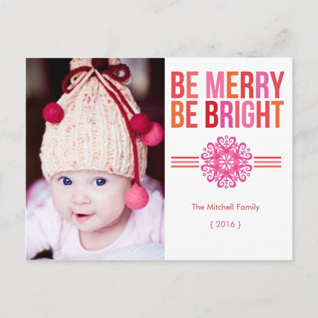 BE MERRY BE BRIGHT Photo Helgdag Postcard Helg Vykort (Framsida)