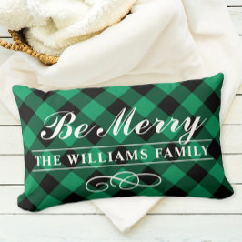 Be Merry Grönt Buffalo Play Family Monogram Lumbarkudde