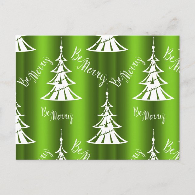 Be Merry Grönt Julgranar Vykort (Framsida)