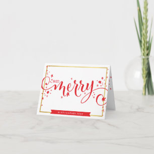 BE MERRY Whimsique Julhälsningar guld gräns Helgkort