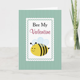 Be min Valentine, Cute Bee, Grönt Rand Helgkort