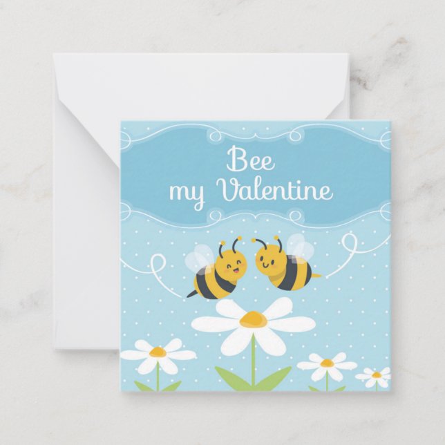 Be min Valentine-Cute bee Valentine Anteckningskort (Framsida)