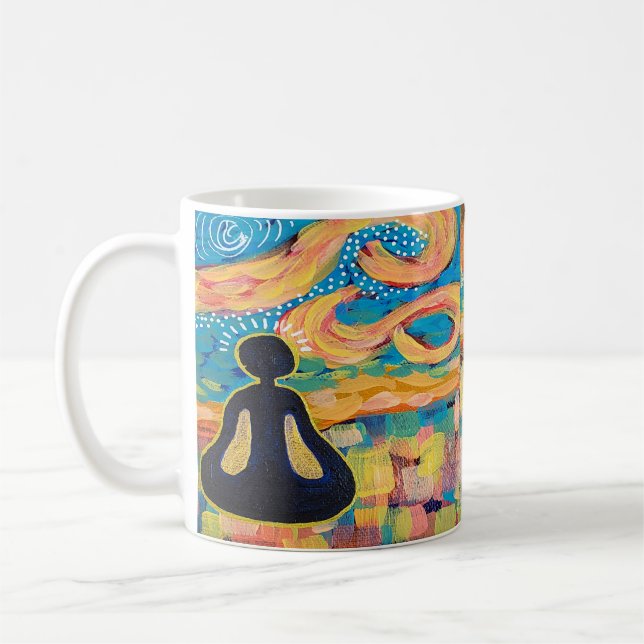 Be Mindful Meditation Yoga Art Kaffemugg (Vänster)
