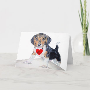 Be MIne Beagle Valentine Greeting Card Helgkort