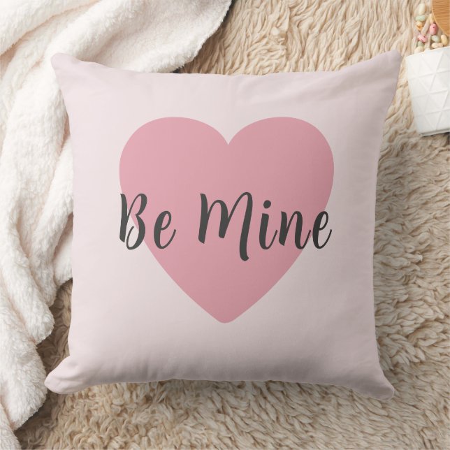 Be Mine Blush Pink Heart Valentine's Day  Kudde (Filt)