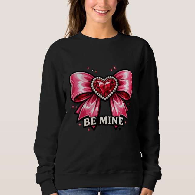 Be Mine Coquette Bow Heart Valentine Shirt T (Framsida)