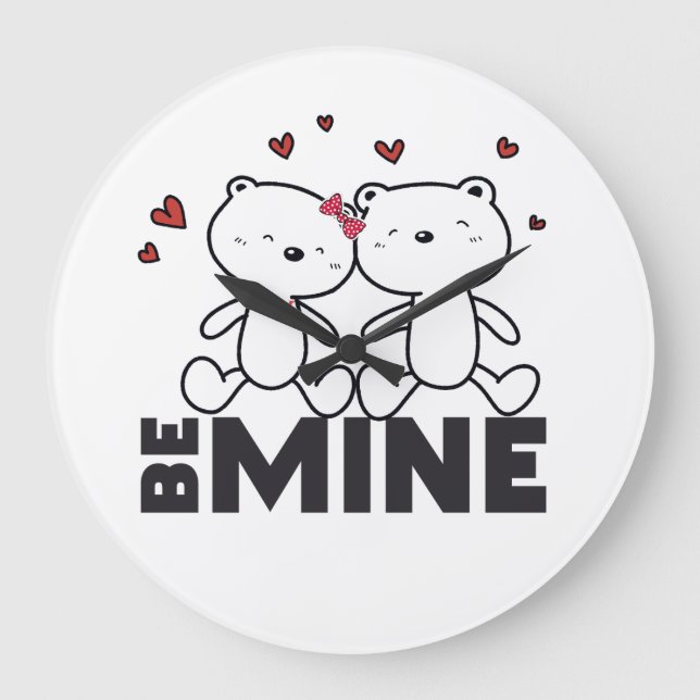 BE MINE - Cute Modern Valentine Day Stor Klocka (Framsida)