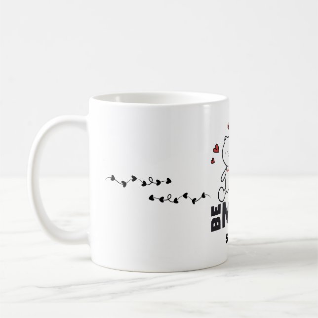BE MINE - Cute Personlig Modern Valentine Kaffemugg (Vänster)