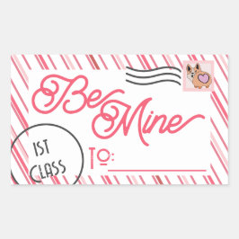 Be Mine Cute School Valentines day Rektangulärt Klistermärke