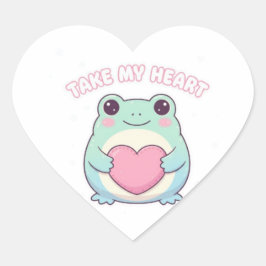 be mine frog, valentine frog, romantic frog, cute  hjärtformat klistermärke