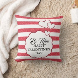 Be Mine Happy Valentine's Day Heart Chalk Stripes Kudde