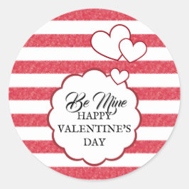 Be Mine Happy Valentine's Day Heart Chalk Stripes Runt Klistermärke