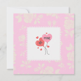 Be Mine Heart Balloons Valentine's Day Card Julkort