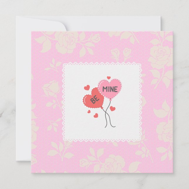 Be Mine Heart Balloons Valentine's Day Card Julkort (Framsida)