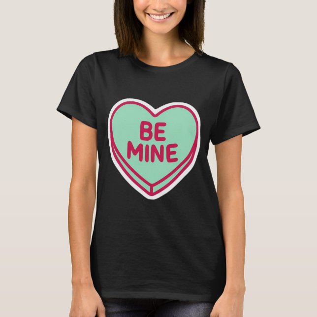 Be Mine Heart Cute Valentine Women’s TShirt Design T Shirt (Framsida)