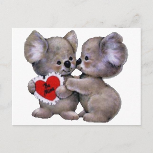 Be Mine Koalas Vykort (Framsida)