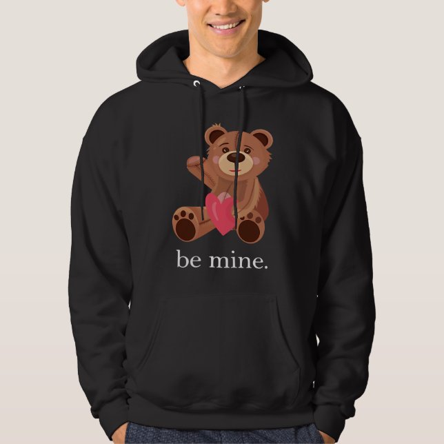 Be Mine Lovely Bear Valentine's Day Heart Love Rel Hoodie (Framsida)