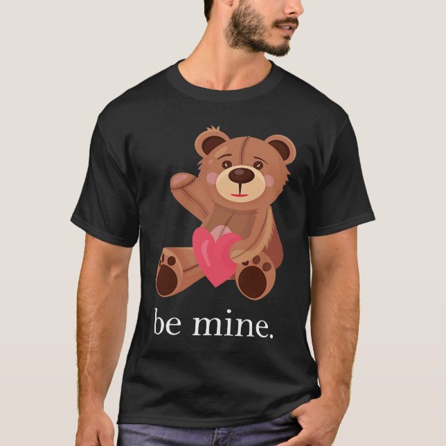 Be Mine Lovely Bear Valentine's Day Heart Love Rel T Shirt (Framsida)