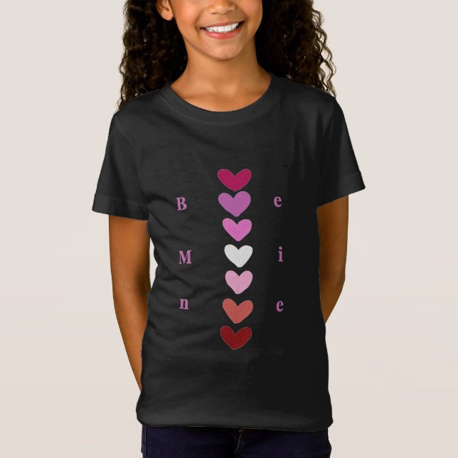 Be Mine Minimal Heart Stack Valentine T-Shirt (Framsida)