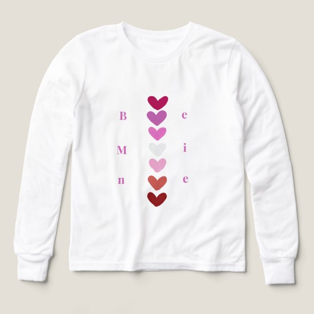 Be Mine Minimal Heart Stack Valentine T-Shirt (Design framsida)