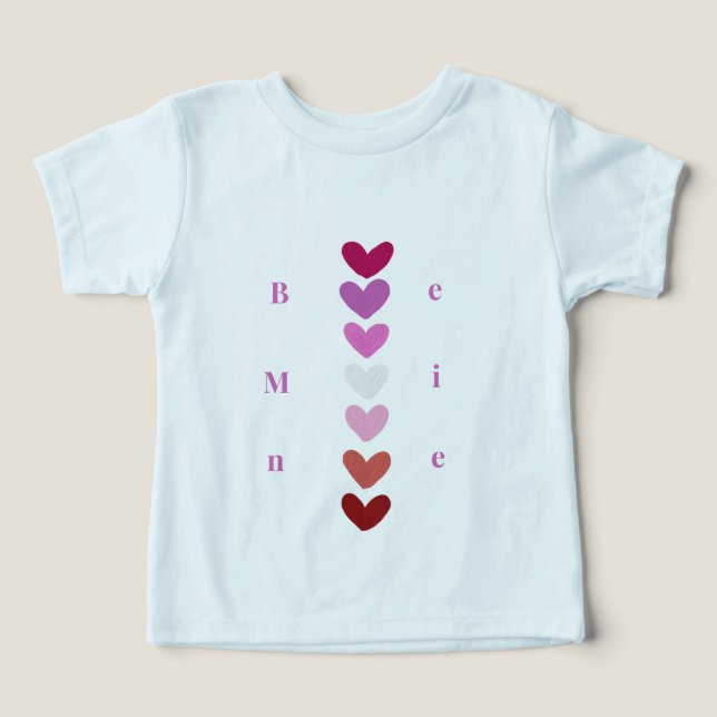 Be Mine Minimal Heart Stack Valentine T-Shirt (Design Framsida)
