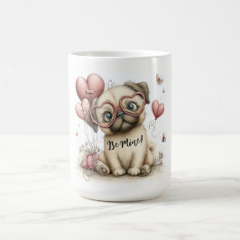  Be Mine Pug with Heart Balloons Kaffemugg