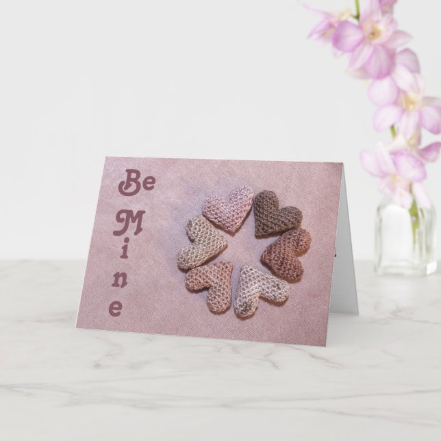 Be Mine Solar-dyed Crocheted Hearts Valentine Card Kort (Orkide)
