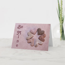 Be Mine Solar-dyed Crocheted Hearts Valentine Card Kort
