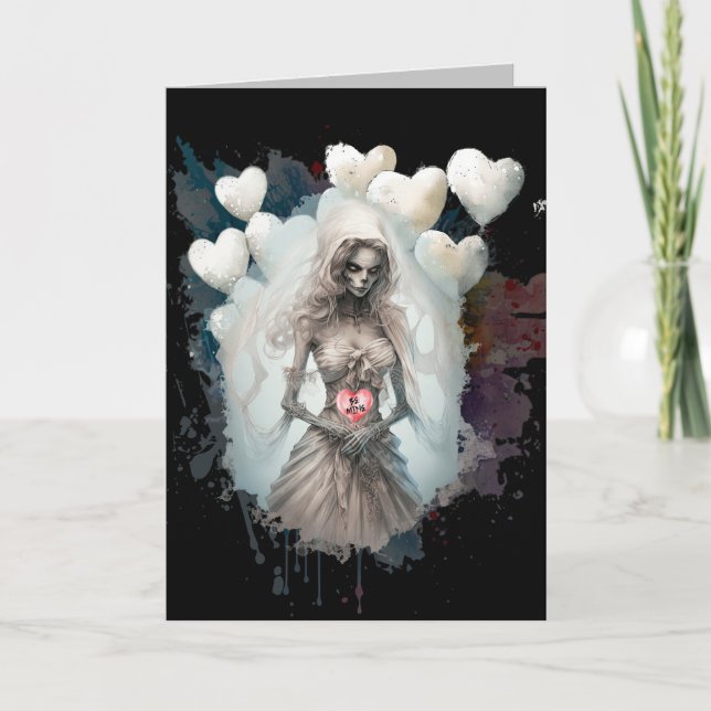 Be Mine Valentine Creepy Ghoul Skeleton Kort (Framsida)