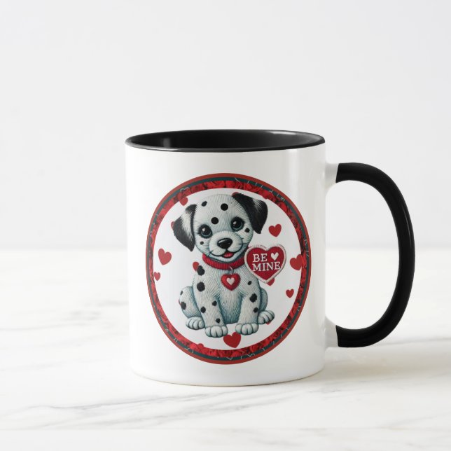 Be Mine Valentine Dalmatian Puppy Coffee Mugg (Höger)