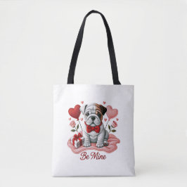Be Mine Valentine English Bulldog Shoulder Tote Ba Tygkasse
