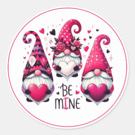 Be Mine Valentine Gnomes Runt Klistermärke