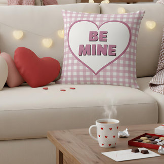 Be Mine Valentine Pink and White Plaid Gingham Kudde