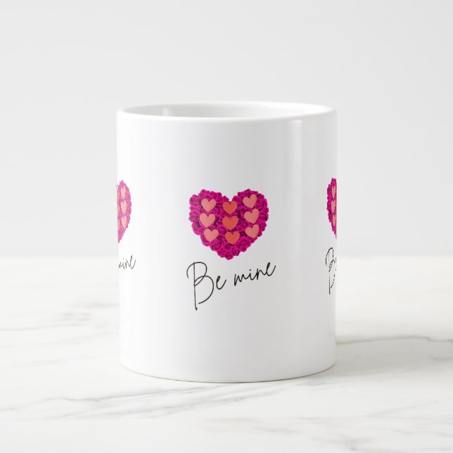 Be Mine Valentine shirt |Rose with Heart Love Jumbo Mugg (Framsidan)