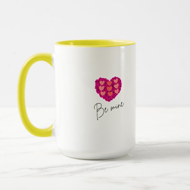 Be Mine Valentine shirt |Rose with Heart Love Mugg (Vänster)