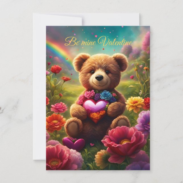 Be mine Valentine Teddy 1 Inbjudningar (Framsida)