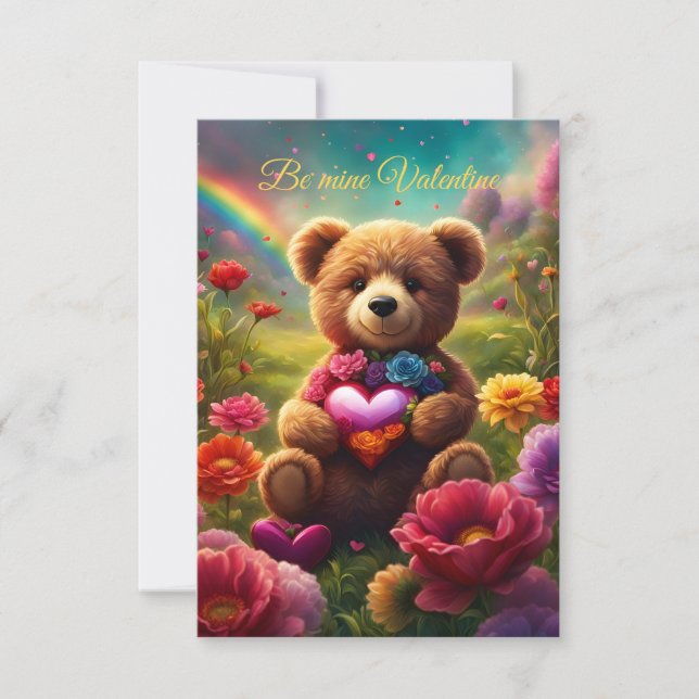 Be mine Valentine Teddy 1 Inbjudningar (Framsida)