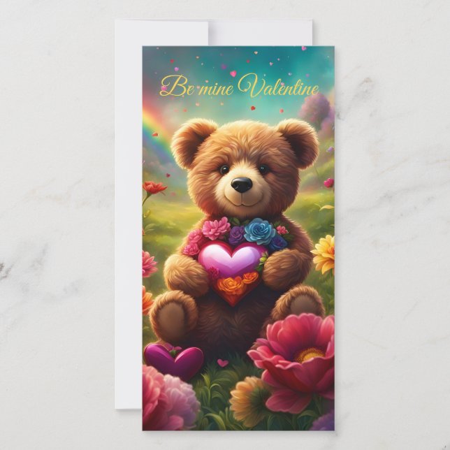 Be mine Valentine Teddy 1 Julkort (Framsida)