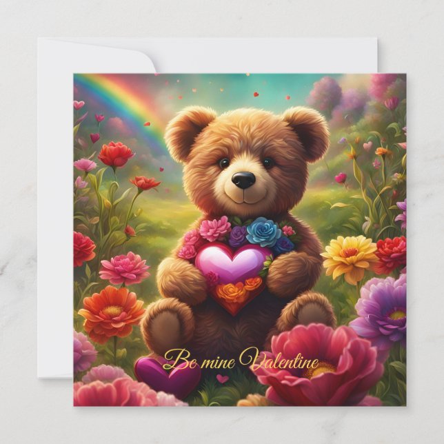 Be mine Valentine Teddy 1 Julkort (Framsida)