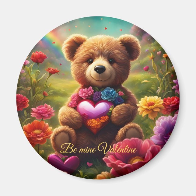 Be mine Valentine Teddy 1 Magnet (Framsidan)