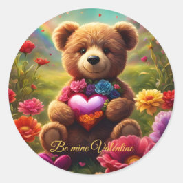 Be mine Valentine Teddy 1 Runt Klistermärke