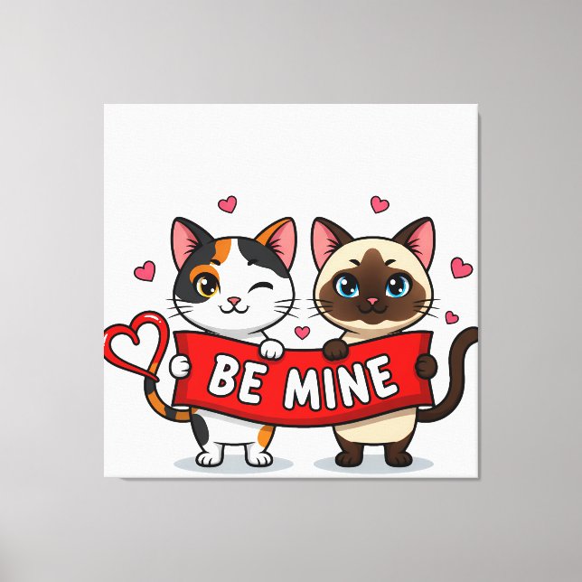 BE MINE Valentine's Cats | Cute Kittens with Love Canvastryck (Framsida)