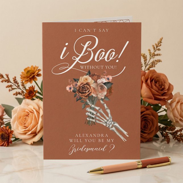 Be My Bridesmaid? Gothic Skeleton Floral Bouquet Kort (Be My Bridesmaid? Gothic Skeleton Floral Bouquet Card)