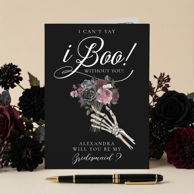 Be My Bridesmaid? Gothic Skeleton Floral Bouquet Kort (Be My Bridesmaid? Gothic Skeleton Floral Bouquet Card)