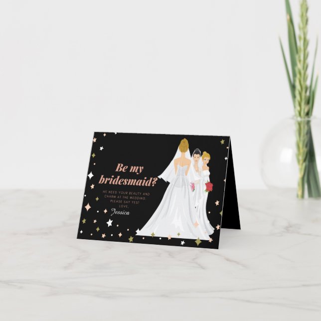 "BE MY BRIDESMAID"-KORT Bröllop Hälsning Kort (Framsida)