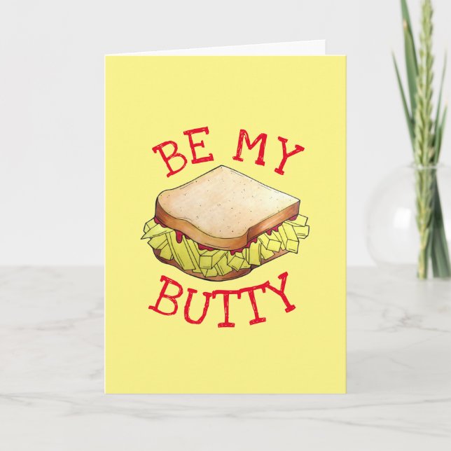 BE MY BUTTY English Chip Shop Sandwich UK Foodie Kort (Framsida)
