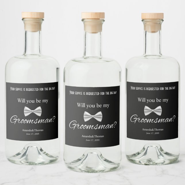 Be My Groomsman Förslag Modern Bröllop  Spritflaskor Etikett (Flaskor)