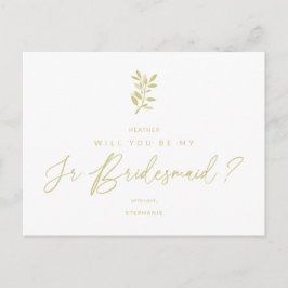 Be My Junior Bridesmaid Golden Effect Braches Vykort