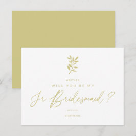 Be My Junior Bridesmaid Golden Effect Braches Vykort