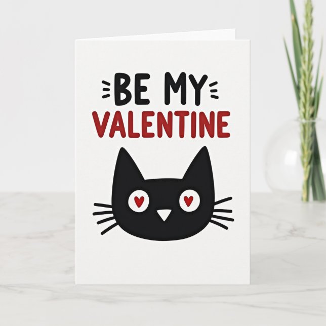 Be My Valentine Cat Card Kort (Framsida)